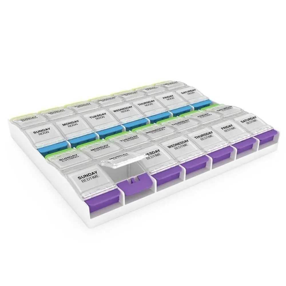 EZY DOSE Weekly (7-Day) Pill Case, Medicine Planner, Vitamin Organizer Box, XL
